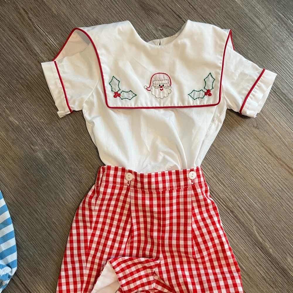 Christmas Red and White Checkered Baby Outfit